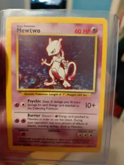 Base Set Mewtwo 10/102 Unlimited Holo Rare WOTC Vintage Pokemon TCG MP - Image 3