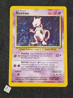 Mewtwo 10/102 - Base Set Unlimited Holo Rare Pokemon TCG MP - Image 1