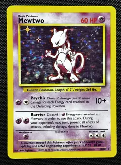 Mewtwo (10/102) Holo Base Set Pokemon Card MP FAST & FREE P&P! - Image 1