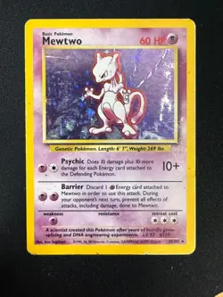 Mewtwo - 10/102 - Holo Rare - Unlimited Edition Base Set (MP)#4 Pokemon - Image 1