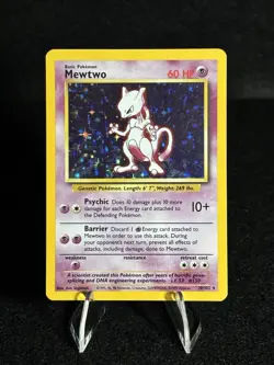 1999 Pokemon Base Set Mewtwo Holo Rare 10/102 MP Moderate Play Vintage WOTC TCG - Image 1