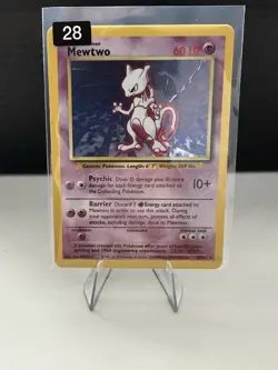 Pokemon TCG Mewtwo 10/102 1999 Base Set Holo Unlimited Rare MP-Played - Image 1