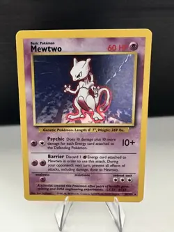 Pokemon TCG Mewtwo 10/102 1999 Base Set Holo Unlimited Rare MP-Played - Image 2