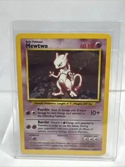Pokemon TCG Mewtwo Base Set 10/102 Holo 1995, 95, 98 Wizards Base Set MP - Image 1