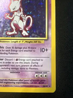 Pokemon TCG Mewtwo Base Set 10/102 Holo 1999-2000 Holo Rare LP/MP+ - Image 5