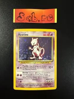 MP/HP Condition Mewtwo Holo Rare Base Set 10/102 Pokemon Card - Image 1