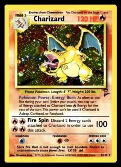 ✅ Pokemon TCG Charizard Ultra Rare 004/130 Base Set 2 Holo ✅ HALF SWIRL ✅ WOW ✅ - Image 1