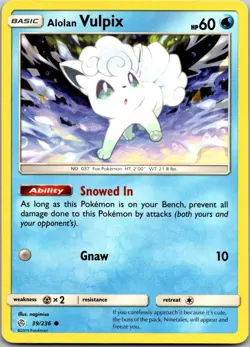 Alolan Vulpix 39/236 Common Cosmic Eclipse Pokemon Near Mint - Image 1