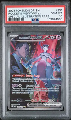 2025 POKEMON DRI EN-DESTINED RIVALS #231 TEAM ROCKET'S MEWTWO EX PSA 10 - Image 1