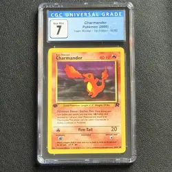 Pokemon Charmander 50/82 1st Edition CGC 7 Near Mint TCG 2000 Team Rocket WotC - Image 1
