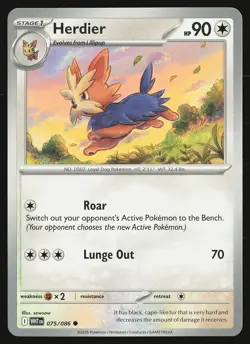 SV: White Flare Herdier #075/086 Common Pokemon Card - Image 1