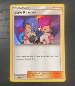 Pokemon Hidden Fates Jessie & James Holo Rare Card 58/68 LP - Image 1