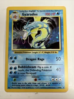 Gyarados 7/130 Pokemon Card Holo Base Set 2 WOTC 2000 LP Rare - Image 1