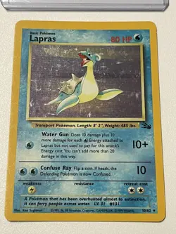 Pokemon Card Lapras 10/62 Holo Rare Fossil Set Unlimited WOTC Vintage 1999 - Image 2