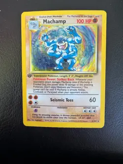 1999 Pokemon Card TCG Machamp 8/102 Base Set 1st Edition Holo - Image 1