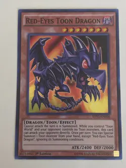 Yugioh Red-Eyes Toon Dragon - 1st Edition Super Rare LP - Free Holo Card B - Image 1