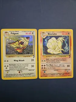 2000 Base Set 2 - HP Holo Pidgeot & Ninetales - 2 Card Lot Vintage Pokemon TCG - Image 1