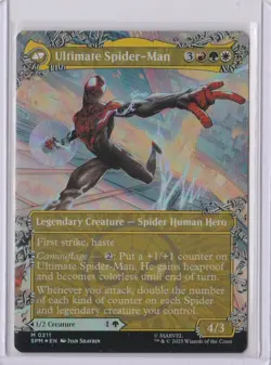 MILES MORALES / ULTIMATE SPIDER-MAN MTG Spider-man (Borderless) Foil Mythic Card - Image 1