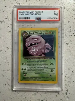 Pokemon TCG 2000 Team Rocket Dark Weezing 14/82 Holo Rare PSA 7 English - Image 1