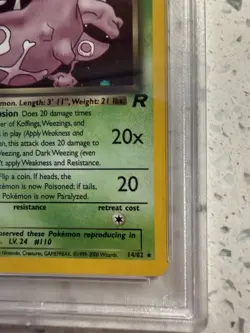 Pokemon TCG 2000 Team Rocket Dark Weezing 14/82 Holo Rare PSA 7 English - Image 3