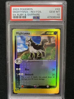 2003 Pokemon Ruby & Sapphire Mightyena Reverse Foil 42/109 PSA 10 Gem Mint - Image 1