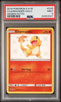 Charmander Holo SV6/SV94 Hidden Fates Pokemon PSA 9 - Image 1