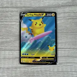 Surfing Pikachu V 008/025 Celebrations Ultra Rare Pokemon Card NM - Image 1