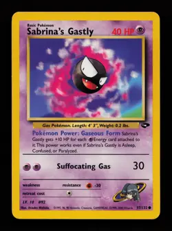 Sabrina's Gastly 97/132 Unlimited Common Gym Challenge Pokemon Cards - Image 1