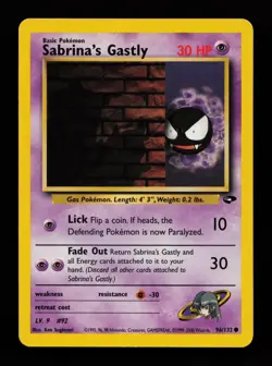 Sabrina's Gastly 96/132 Unlimited Common Gym Challenge Pokemon Cards - Image 1