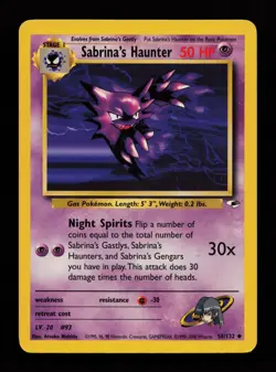 Sabrina's Haunter 58/132 Uncommon Gym Heroes Pokemon Cards - Image 1