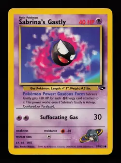 Sabrina's Gastly 97/132 Unlimited Common Gym Challenge Pokemon Cards - Image 1