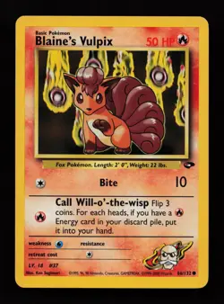 Blaine's Vulpix 66/132 Unlimited Common Gym Challenge Pokemon Cards - Image 1