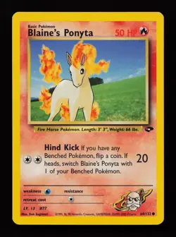 Blaine's Ponyta 64/132 Unlimited Common Gym Challenge Pokemon Cards - Image 1