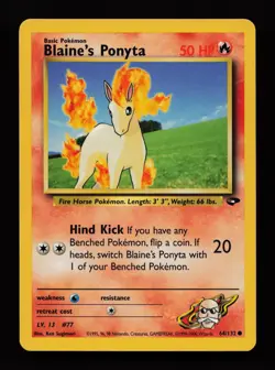 Blaine's Ponyta 64/132 Unlimited Common Gym Challenge Pokemon Cards - Image 1