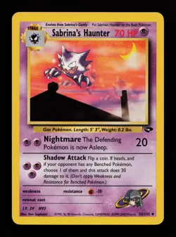 Sabrina's Haunter 55/132 Unlimited Uncommon Gym Challenge Pokemon Cards - Image 1