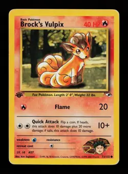 Brock's Vulpix 73/132 1st Edition Common Gym Heroes Pokemon Cards - Image 1