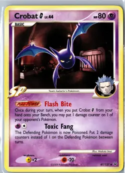 Pokemon Card - Crobat G Platinum 47/127 2009 Uncommon Lightly Played - Image 1