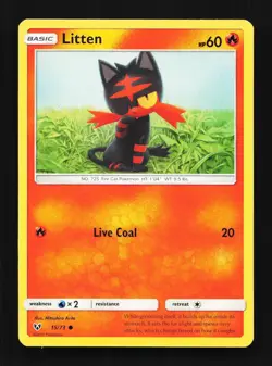 Litten 15/73 LP Shining Legends English Pokemon Card TCG - Image 1