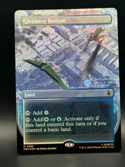 Gleaming Bastion (Borderless Foil) 382 Marvel Super Heroes MTG NM - Image 1