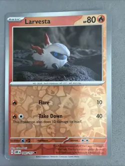 Pokemon TCG * SV Obsidian Flames * 40/197 Larvesta REVERSE HOLO Common FRESH PK - Image 1