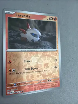 Pokemon TCG * SV Obsidian Flames * 40/197 Larvesta REVERSE HOLO Common FRESH PK - Image 2
