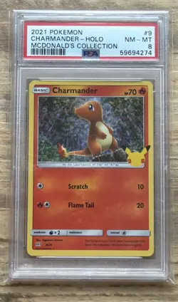 2021 POKEMON MCDONALD'S COLLECTION #9 CHARMANDER-HOLO 25th ANNIVERSARY - PSA 8 - Image 1