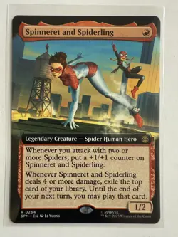 MTG Spinneret and Spiderling 0264 Regular (Extended Art) Marvel's Spider-Man NM - Image 1