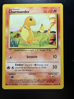 Charmander Base Set Common 46/102 Unlimited Regular 1999 - Image 1