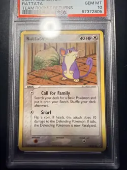 2004 POKEMON EX TEAM ROCKET RETURNS #72 RATTATA PSA 10 - Image 3
