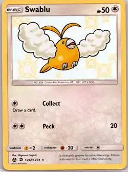 Pokemon TCG Swablu SV42/SV94 - SM Hidden Fates - Baby Shiny Vault - Image 1