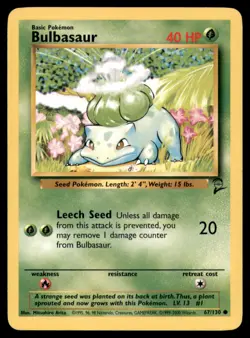 Bulbasaur 67 130 C Base Set 2 Pokemon MP - Image 1