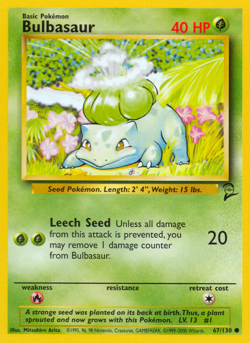 Bulbasaur 67 130 C Base Set 2 Pokemon MP - Image 4