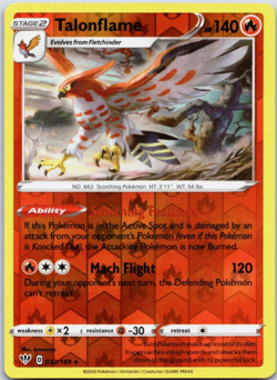 Pokemon - Talonflame - 032/189 - Darkness Ablaze - Rare Reverse Holo - NM/M - Image 1