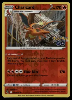Charizard Holo Rare Pokemon GO 010/078 Reverse Holo NM - Image 1